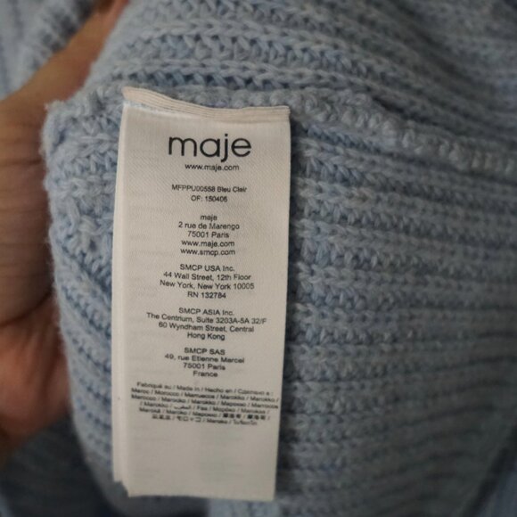 Maje Wool Blend Blue Crop Sweater Size FR 1 (Small) - Picture 13 of 15